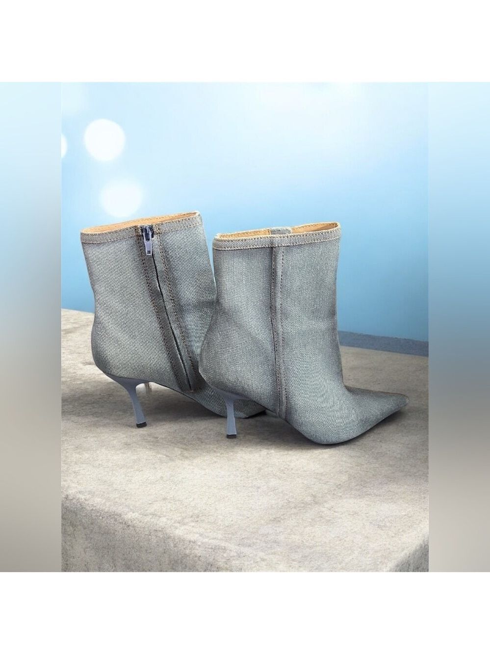 Steve Madden Shoes Women's Size 8-1/2 Blue Denim High Heeled Boot Trendy Boots